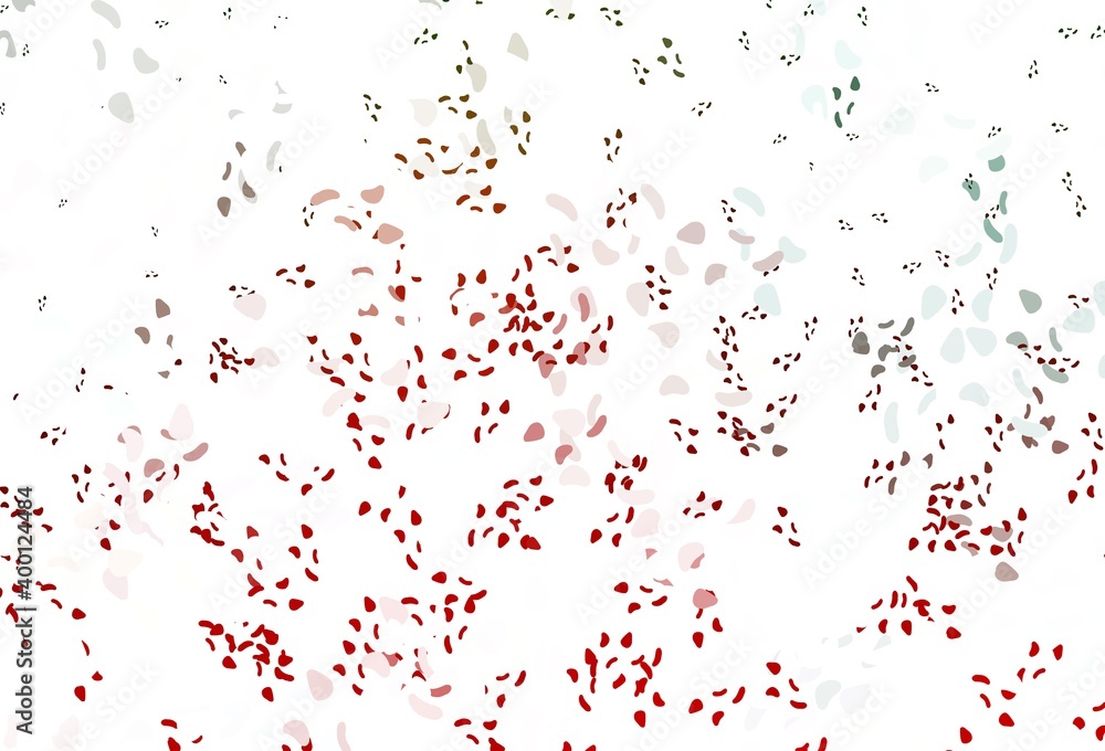 Obraz premium Light green, red vector backdrop with abstract shapes.