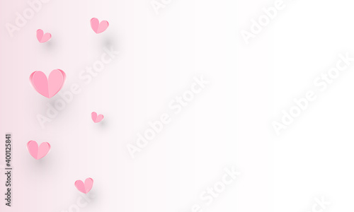 Realistic paper hearts on white background for valentines, women, mother day greeting invitation graphic design