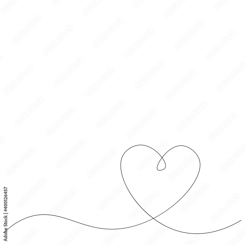 Valentines day background with heart line draw, vector illustration