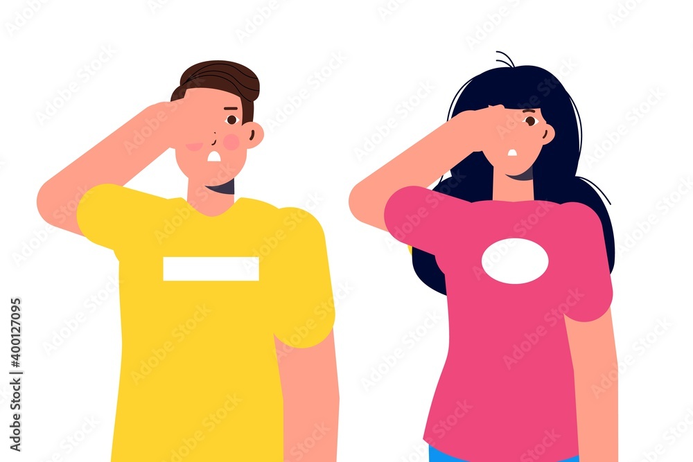Obraz premium Ignore or avoid concept wiht characters. See no evil . Vector illustration.