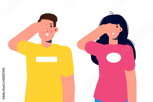 Ignore or avoid concept wiht characters. See no evil . Vector illustration.