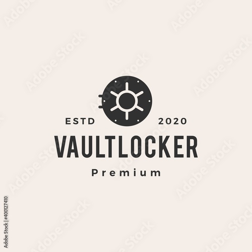 vault locker hipster vintage logo vector icon illustration