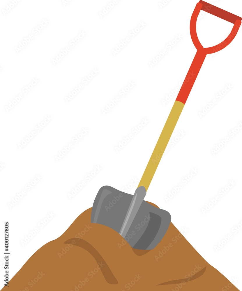 工事中の現場の土に刺さったシャベルのイラスト Stock ベクター Adobe Stock