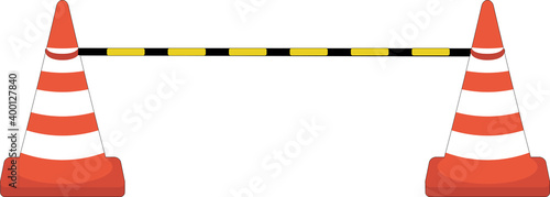 工事・建設現場のコーンとコーンバーのイラスト