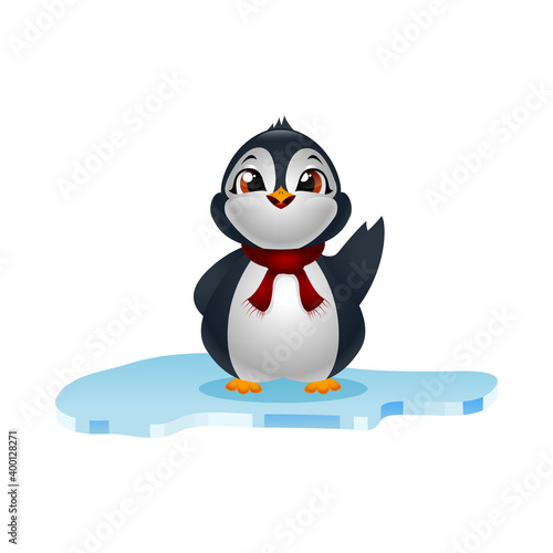 Cute penguins on ice floe
