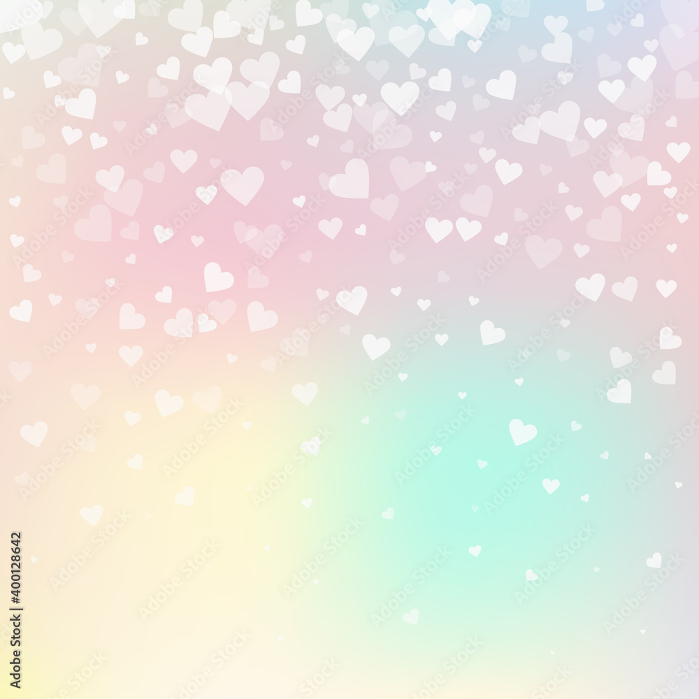 White heart love confettis. Valentine's day gradie White heart love confettis. Valentine's day gradie