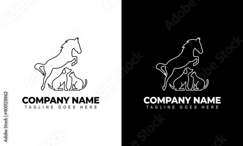 Creative Vector of a Horse, Dog, Cat logo design Animals. graphic illustration