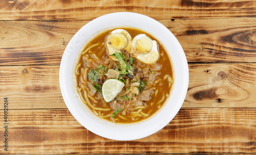 Close up of mee Bandung Muar, Mee bandung Muar, or simply Mee bandung, is a traditional cuisine originated from Muar, Johor, Malaysia