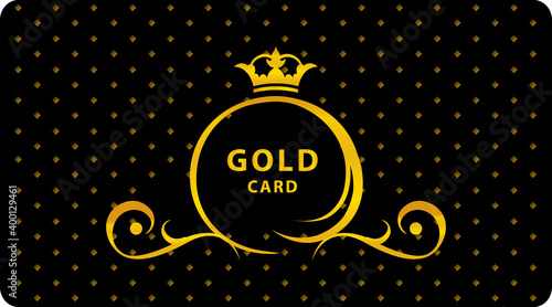Luxury card. A Golden carriage with a crown on a black background. Discount card. Vector logotype isolated on white background.