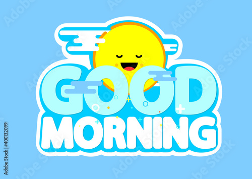 Good Morning, isolated sticker design template, vector illustration