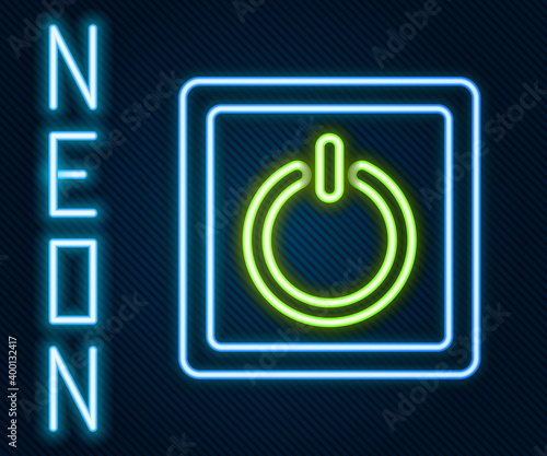 Glowing neon line Electric light switch icon isolated on black background. On and Off icon. Dimmer light switch sign. Concept of energy saving. Colorful outline concept. Vector Illustration.