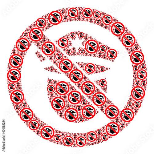 Fractal composition from forbid police cop. Flat vector forbid police cop composition is constructed from randomized recursive forbid police cop pictograms.