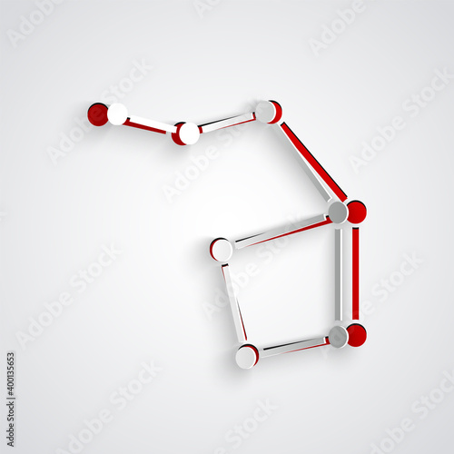 Paper cut Great Bear constellation icon isolated on grey background. Paper art style. Vector.