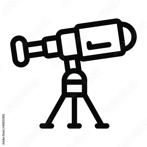 
A telescope icon in solid design, astrophysics vector 

