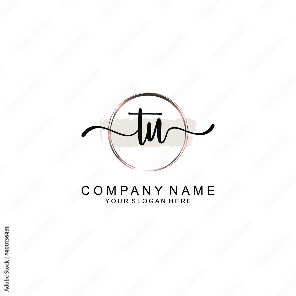 Initial TU Handwriting, Wedding Monogram Logo Design, Modern Minimalistic and Floral templates for Invitation cards	
