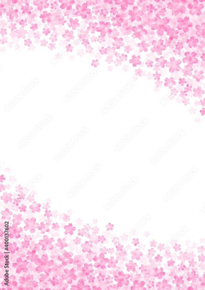 画面上下に咲き広がる桜の縦長背景イラスト no.03