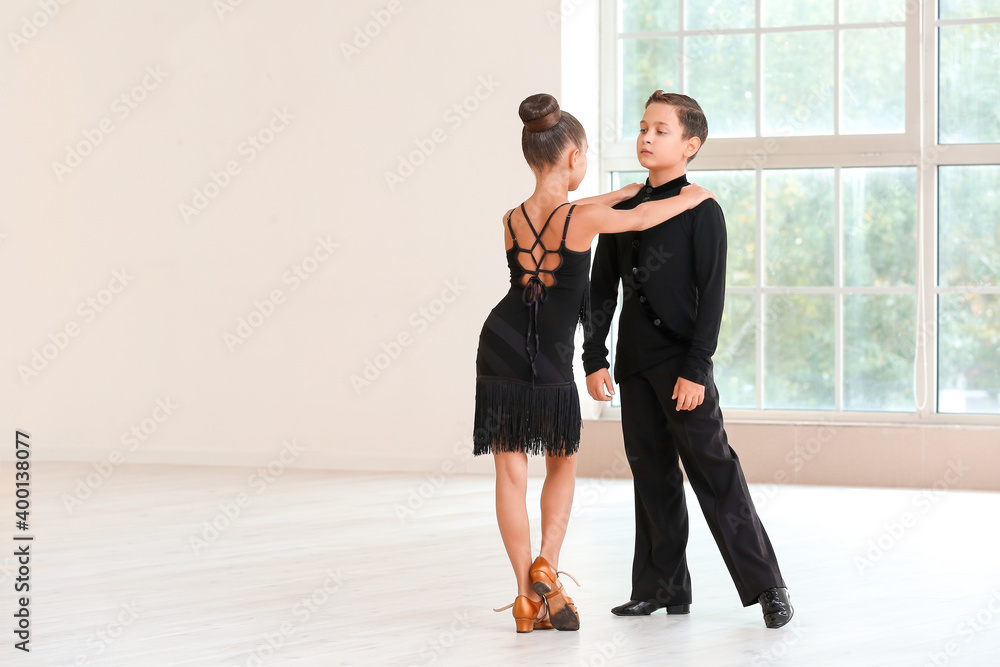 Fototapeta premium Cute little children dancing in studio