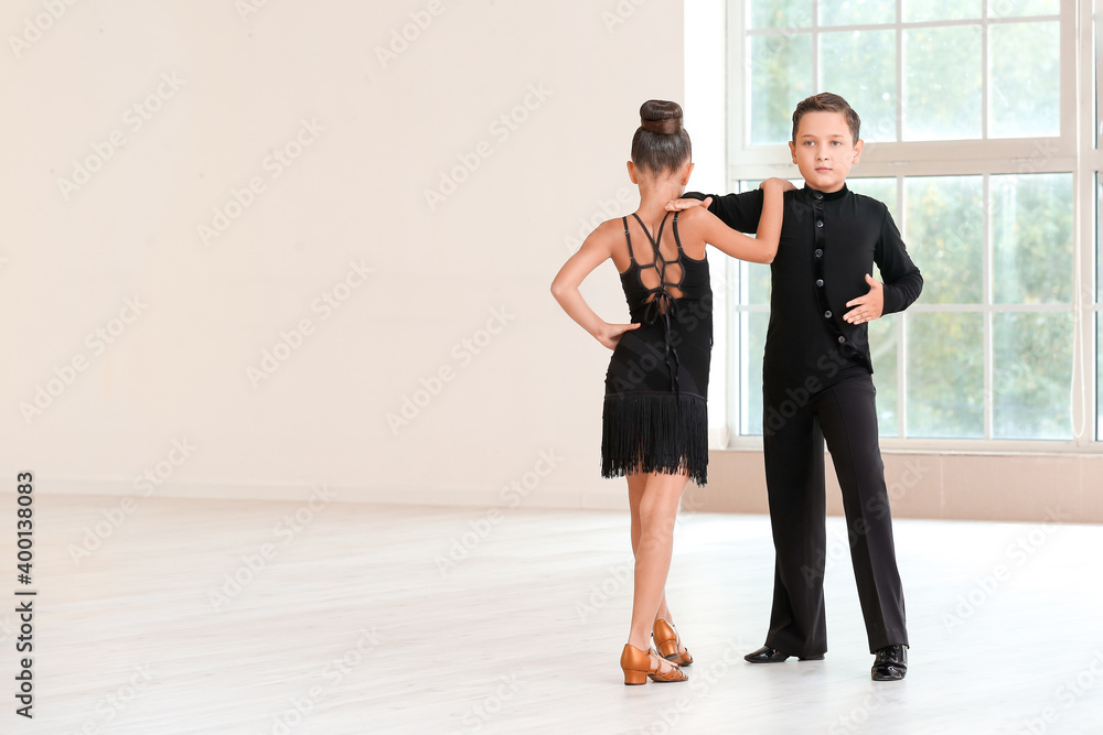 Fototapeta premium Cute little children dancing in studio