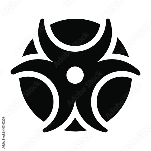 
A biohazard sign denoting danger, solid icon
