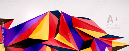 Vector triangle geometric backgrounds. Low poly 3d shape on light backdrop. Vector illustration for covers  banners  flyers and posters and other designs