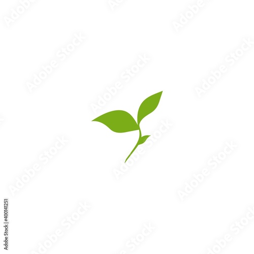 Green curved sprout with silhouette leaf. Icon Isolated on white. © Ne Mariya