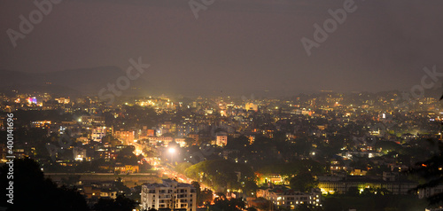 Aerial night view of Guwahati city in Assam, India