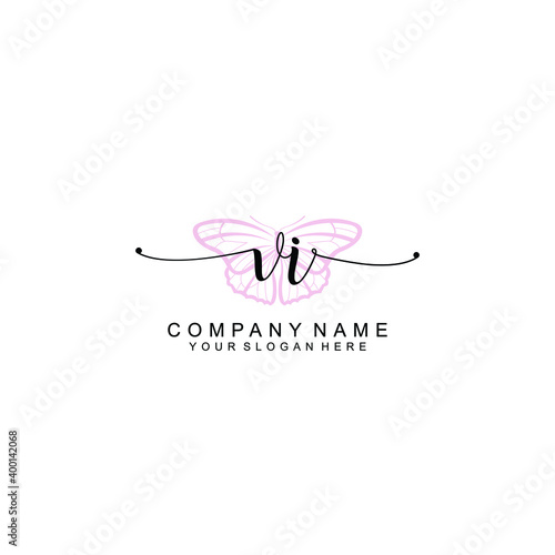 Initial VI Handwriting, Wedding Monogram Logo Design, Modern Minimalistic and Floral templates for Invitation cards 