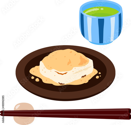 きな粉をかけた焼き餅