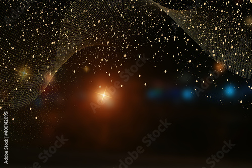 bokeh abstract glitter lights. Gold ,blue and black. de focused