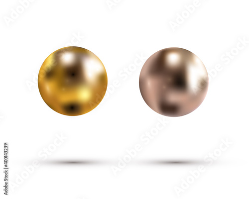3d abstract gold balls set on white background vector illustration 