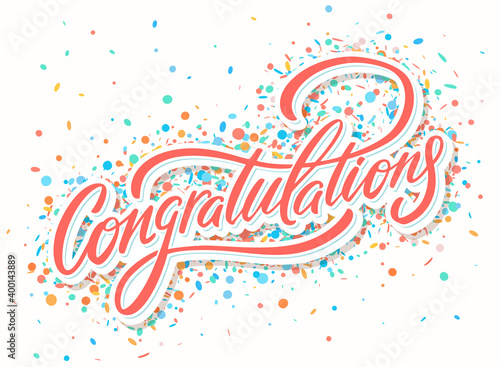 Congratulations. Vector hand drawn lettering card.