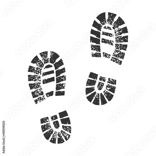 shoe marks footprints sketch engraving vector illustration. T-shirt apparel print design. Scratch board imitation. Black and white hand drawn image.