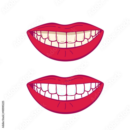 before and after teeth whitening isolated on white background vector illustration