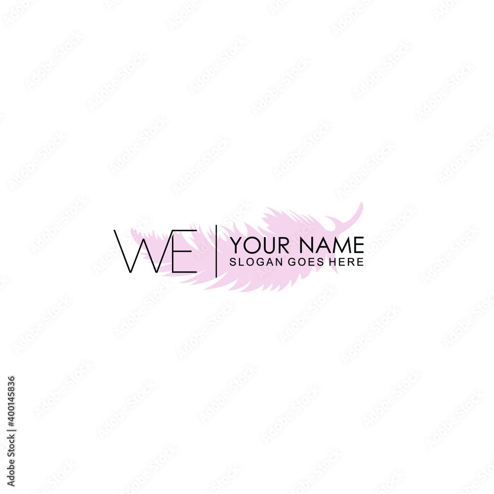 Initial WE Handwriting, Wedding Monogram Logo Design, Modern Minimalistic and Floral templates for Invitation cards	
