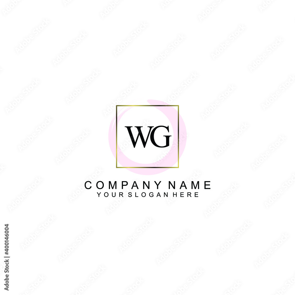 Initial WG Handwriting, Wedding Monogram Logo Design, Modern Minimalistic and Floral templates for Invitation cards	
