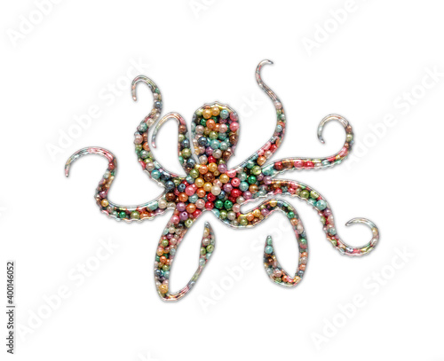 Octopus Beads Icon Logo Handmade Embroidery illustration
