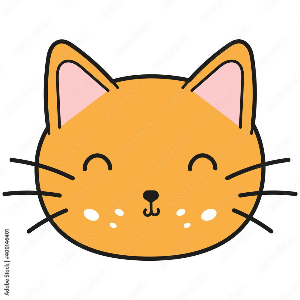 Redhead cat face character. A cute kitten Vector illustration for greeting card, invitation,sticker. Redhead cat face character. A cute kitten Vector illustration for greeting card, invitation,sticker.