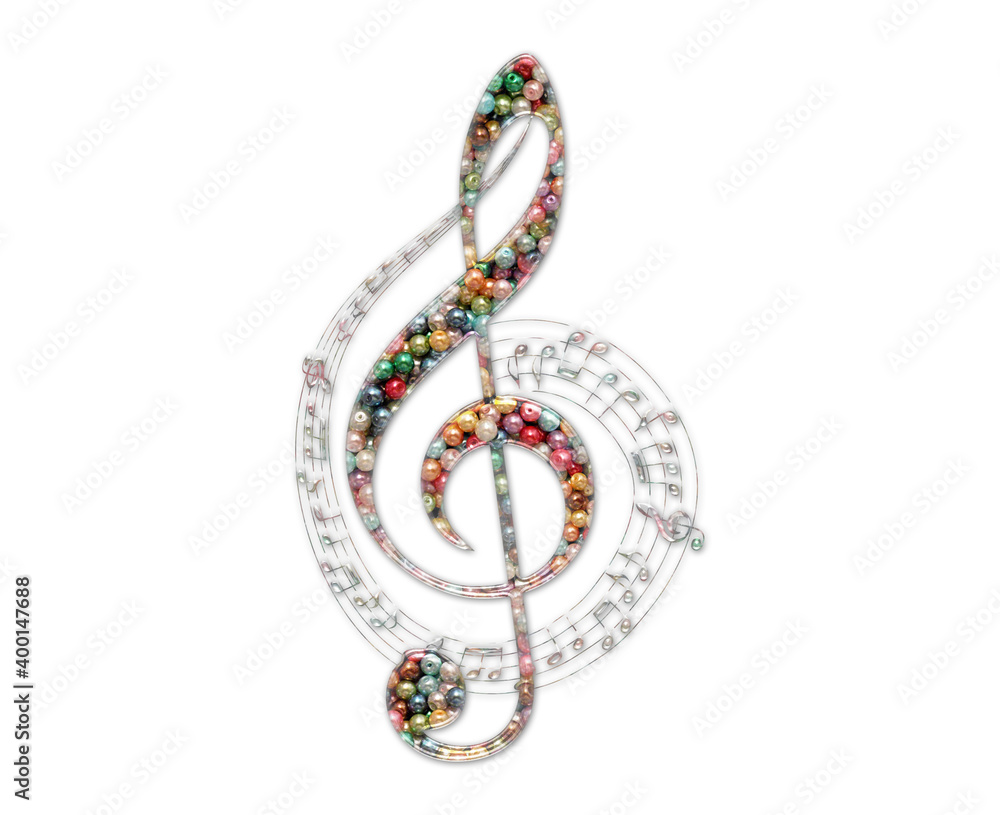 clef music note Beads Icon Logo Handmade Embroidery illustration
