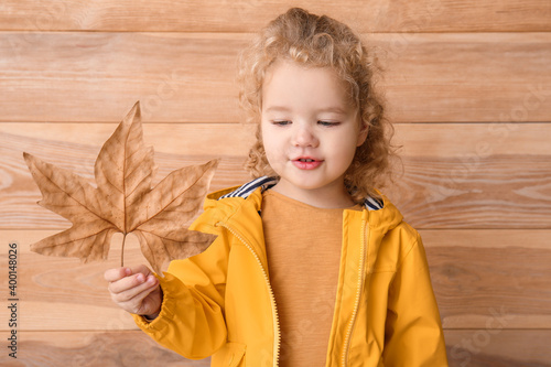 Cute little girl with autum...