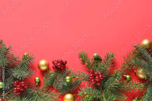 Beautiful Christmas composition on color background © Pixel-Shot