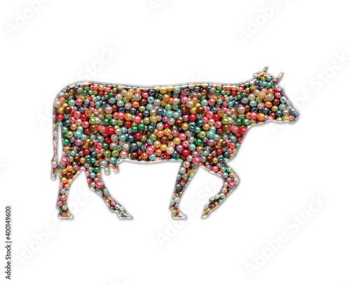 Fototapeta Naklejka Na Ścianę i Meble -  Cow Beads Icon Logo Handmade Embroidery illustration