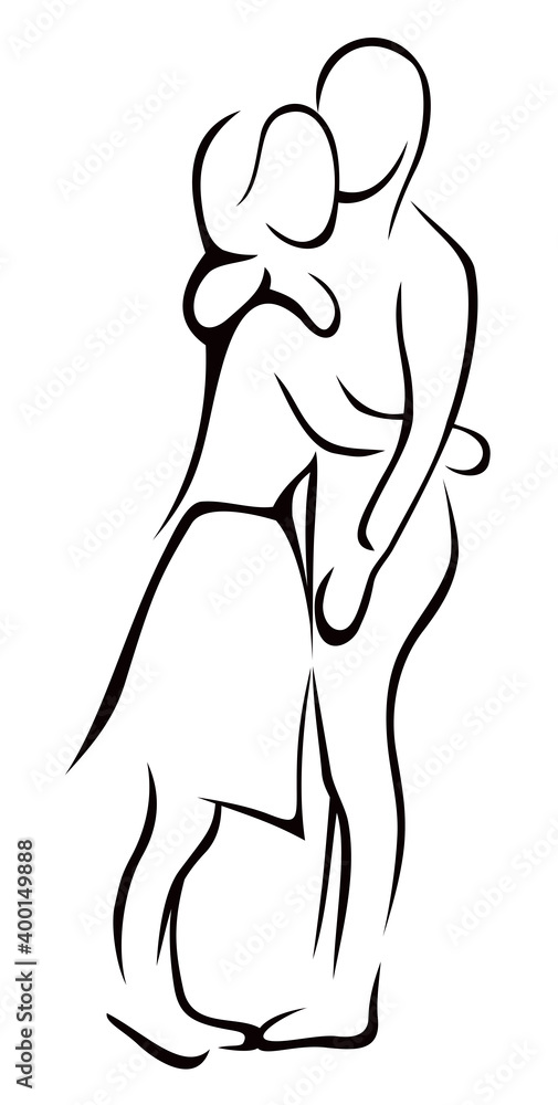 Illustration of couple in hug Illustration of couple in hug