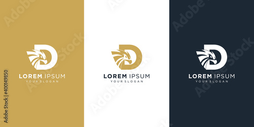 Letter d with luxury abstract eagle logo template