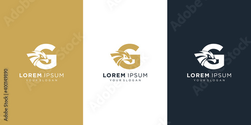 Letter g with luxury abstract eagle logo template