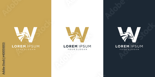 Letter w with luxury abstract eagle logo template
