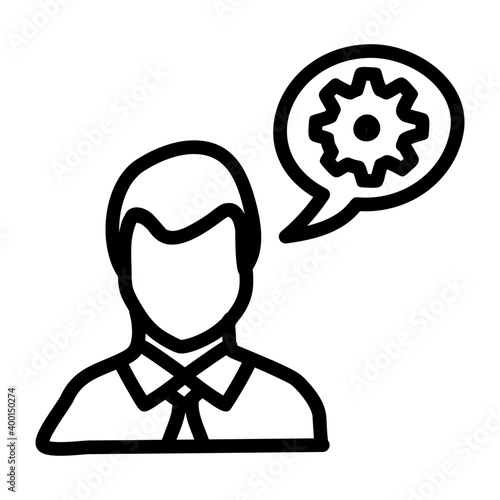 Gear with man, project manager icon.