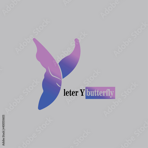 letter y creative logo color butterfly illustration vector design