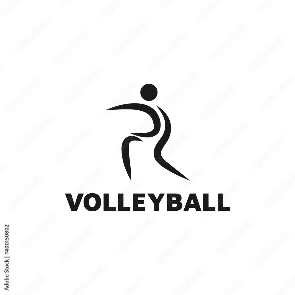 volleyball logo design with people icon
