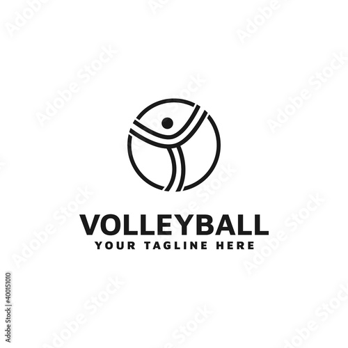 logo combination of volleyball and jumping person