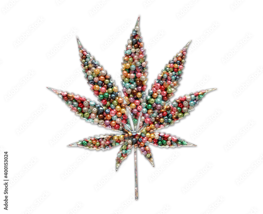 Marijuana Pot Cannabis Beads Icon Logo Handmade Embroidery illustration